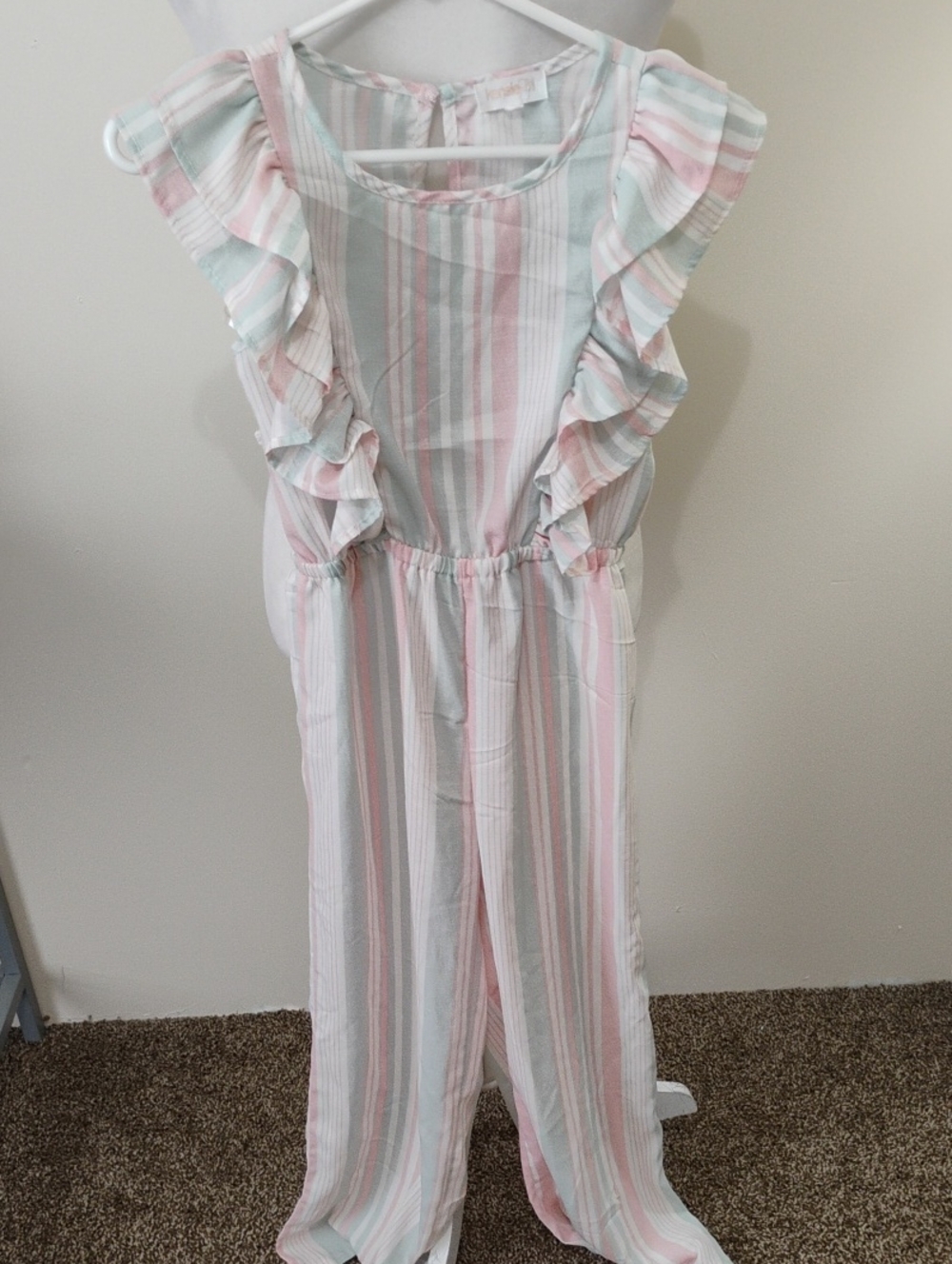 Kensie Girl Pastel Pink & Mint Striped Romper